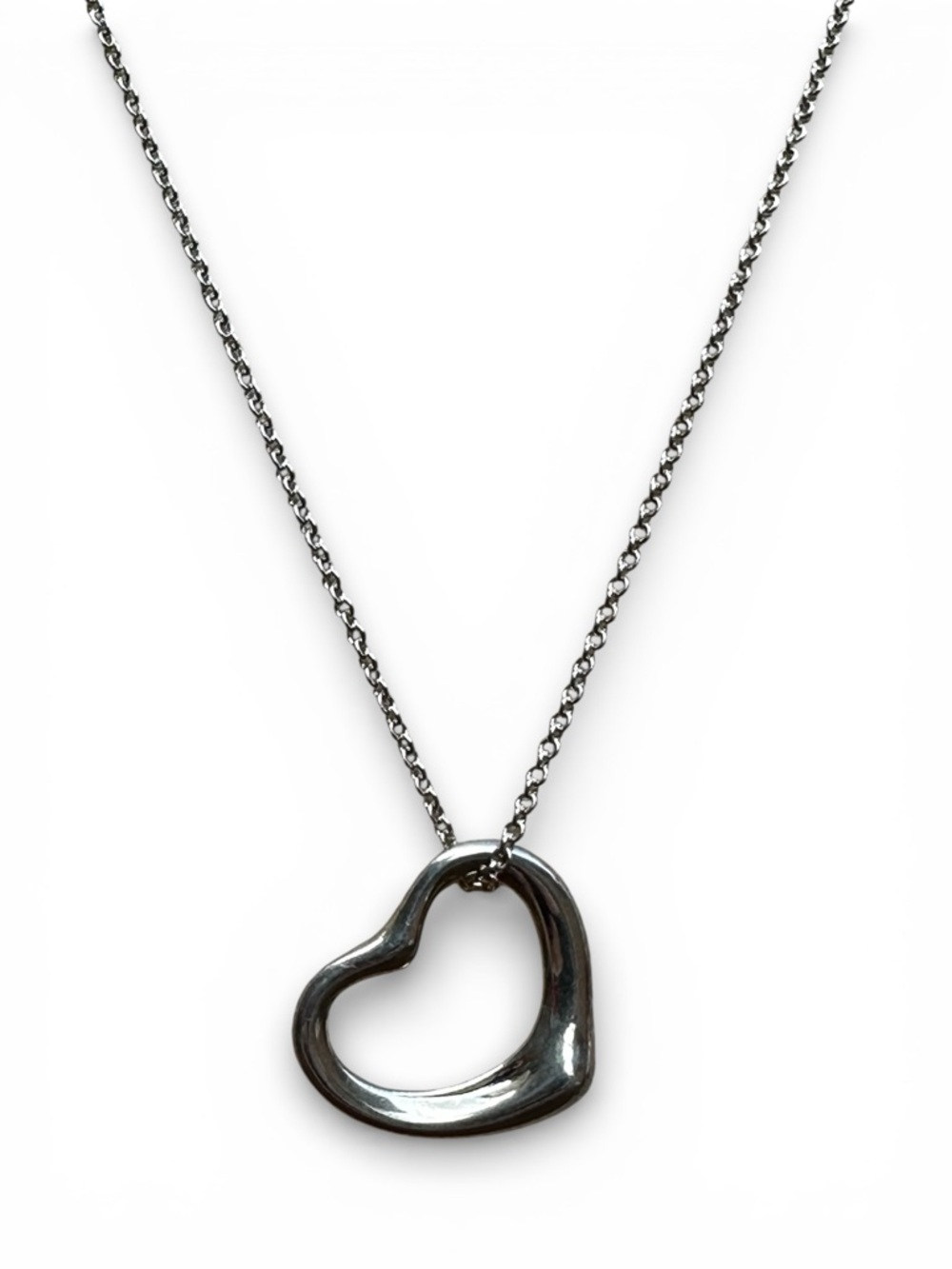 Tiffany & Co. Elsa Peretti Sterling Silver Open Heart Necklace